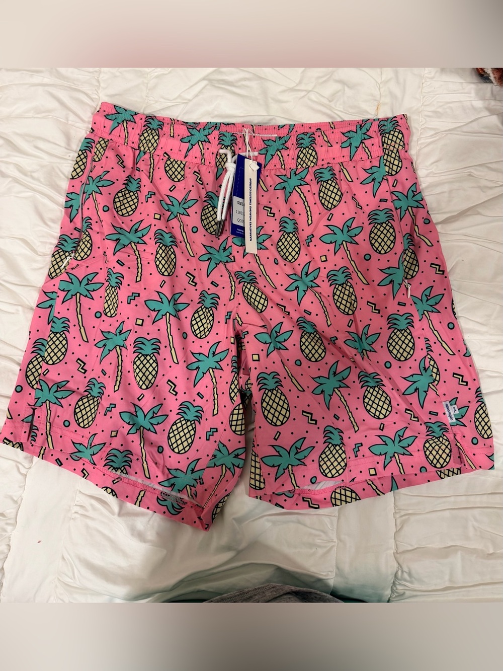 Men's Pink Pineapple Print Swim Trunks